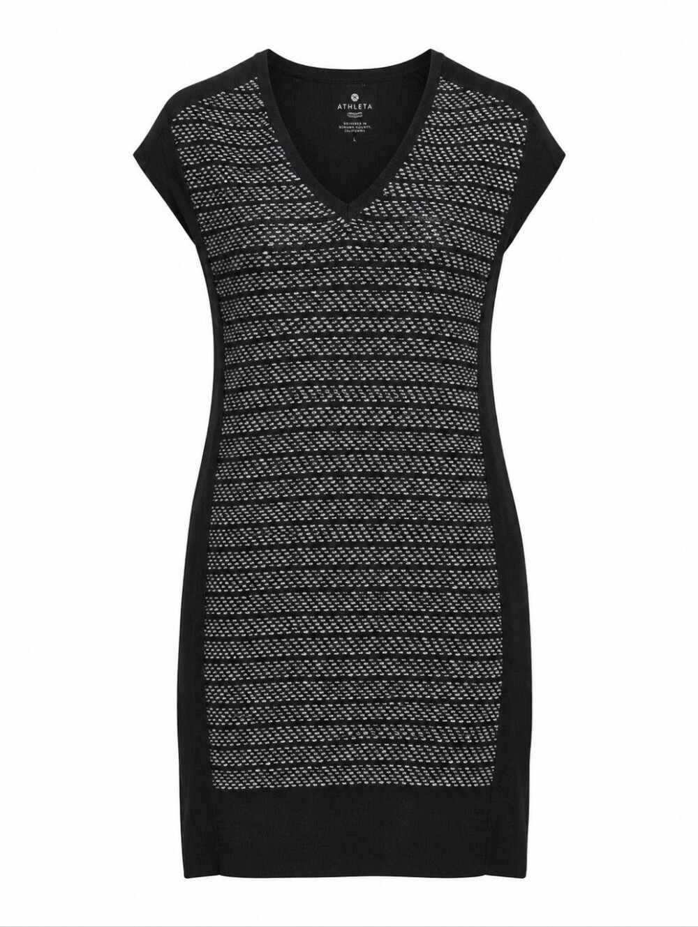 ATHLETA | Thereafter Sweater Dress Black Gray V Neck Cap Sleeve Tunic | L